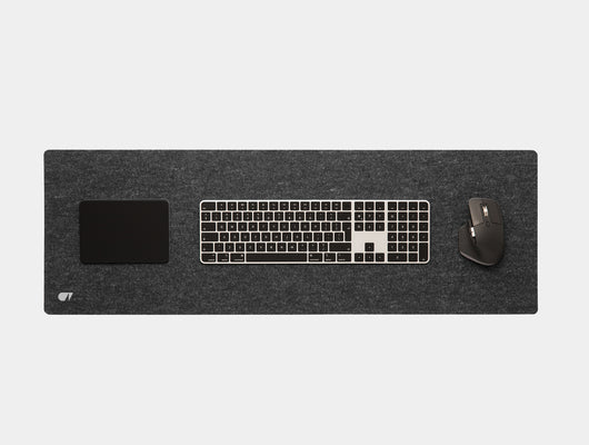 oakywood large anthracite felt desk mat top view | anthracite, large