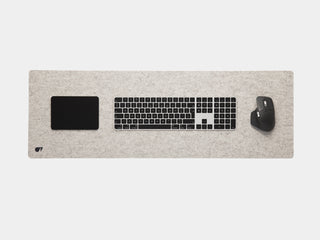 oakywood large stone grey felt desk mat top view | stone grey, large