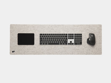 oakywood large stone grey felt desk mat top view | stone grey, 90x30