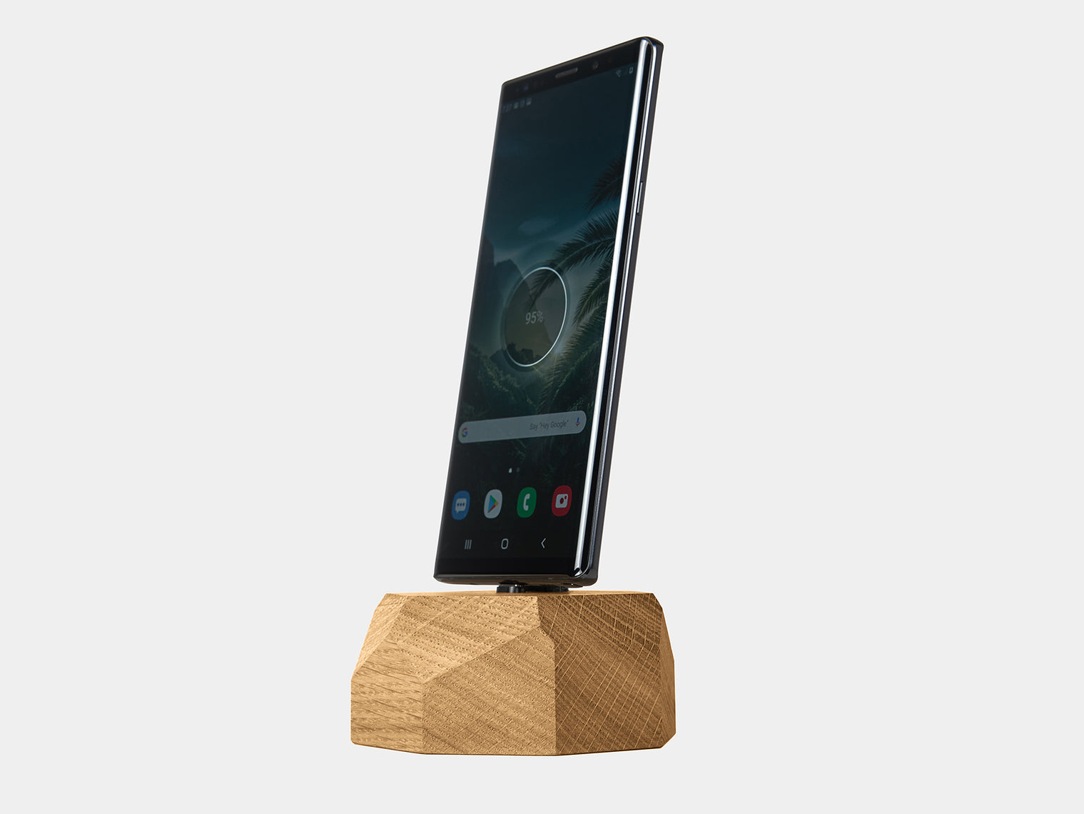 Wooden Phone Stand Holder for iPhone and Android. Oak Wood.